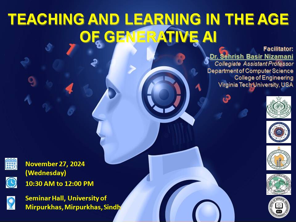 Hybrid Workshop entitled,  “Teaching and Learning in the Age of Generative AI”  by Dr. Sehrish Basir Nizamani